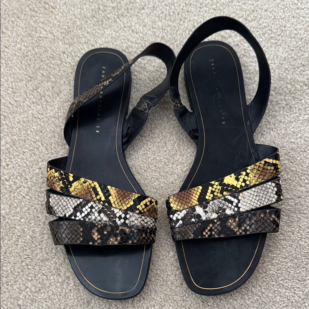 Zara Black and Snake Print Women's Sandals